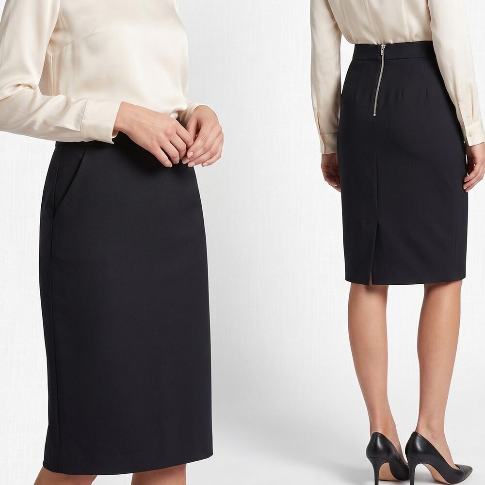 A New Day Womens Size 6 Black Pencil Skirt Back Zipper Rayon Nylon Spandex